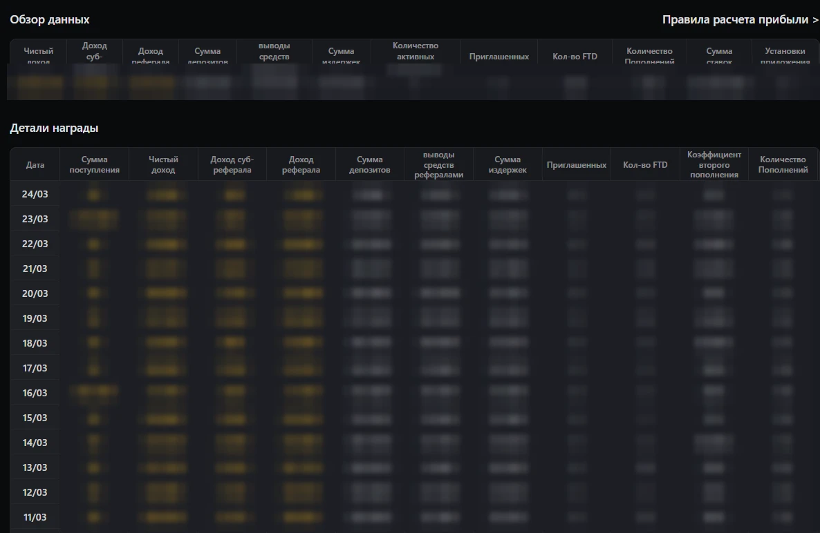 Lucky Bear partner dashboard preview with blurred figures